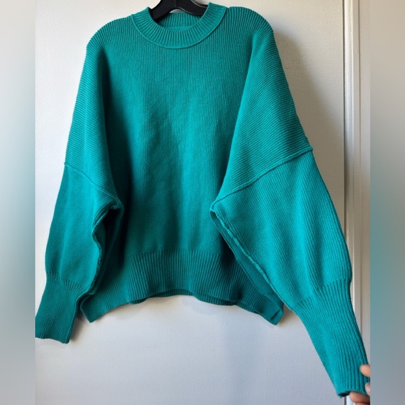 Free People Teal Knit Crewneck Sweater - Picture 7 of 14